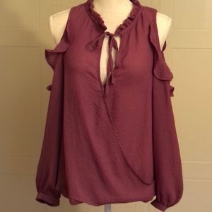 She +Sky off shoulder wrap blouse. NWT